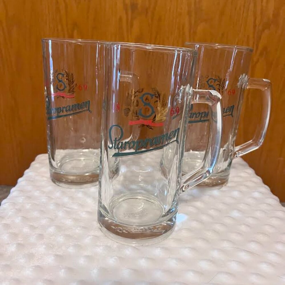 Staropramen Glass Stein Mug .5L Bier Glass 1869 Ochranna Znamka SAP (Set of 3)